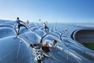 People on the roof of the Allianz Arena in Munich.
