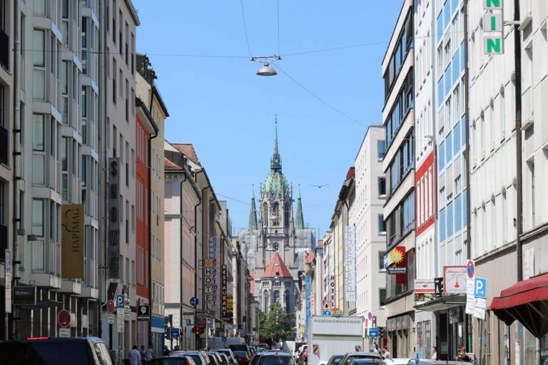View on St. Paul cathedral from Landwehrstraße in Munich