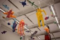 Fish, an octopus, a diver and other colourful papier-mâché figures in the Marine Research Department of the Deutsches Museum in Munich