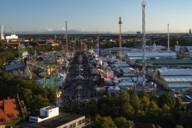 Panoramic view of the Oktoberfest in Munich by day.