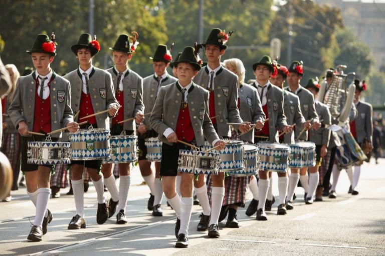 Drummers at the Oktoberfest Costume and Riflemen's Parade in Munich.